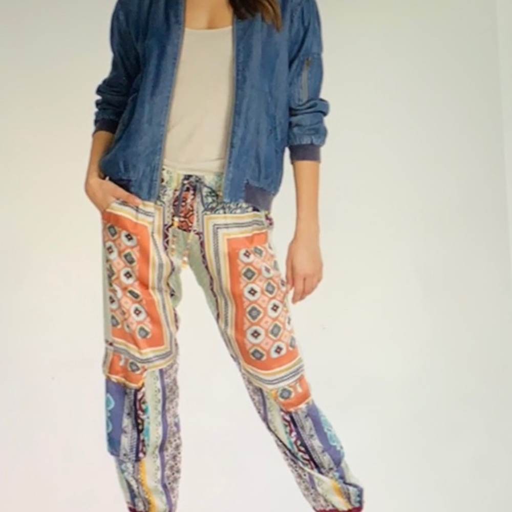 Johnny Was Multicolor Patchwork Printed Jogger Pants